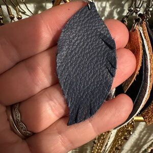 Chic Blue Leaf Earrings with Textured Finish